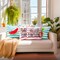 G128 Summer Decoration Hello Summer Pineapple Watermelon Waterproof Throw Pillow | 18 x 18 in | Set of 4, Beautiful Cushion Covers for Summer Sofa Couch Decoration, Pillow Insert Included